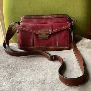 Leather crossbody or over the shoulder purse.